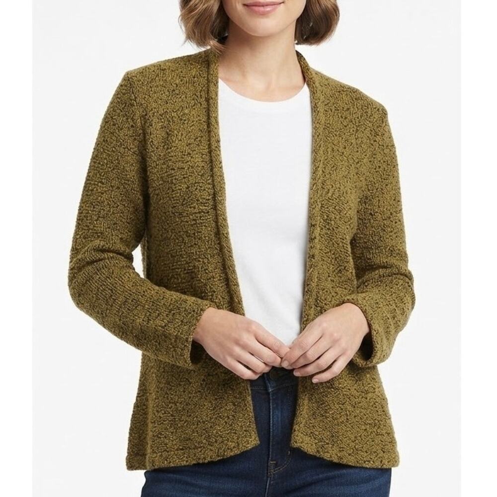 Jones New York Olive Green Multi Melange Open Front Knit Cardigan Sweater Sz XL